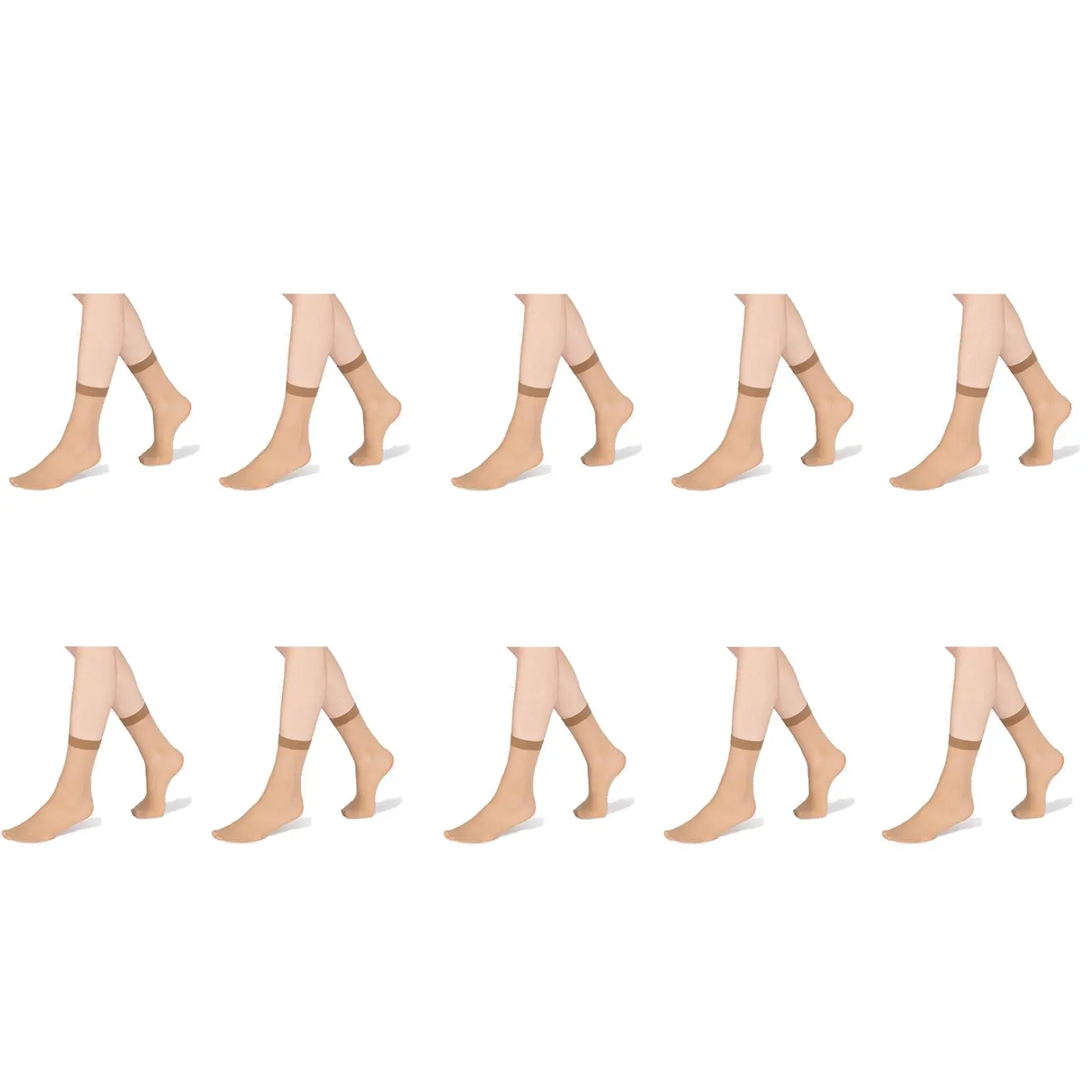 10pair RazzaMatazz Sheer Anklet 15 Denier Women Pantyhose Socks Tan Beige Bulk - Fashion