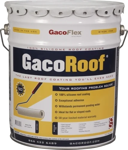GACSRC5 Roof Coating, White, 5 gal, Silicone - Gaco