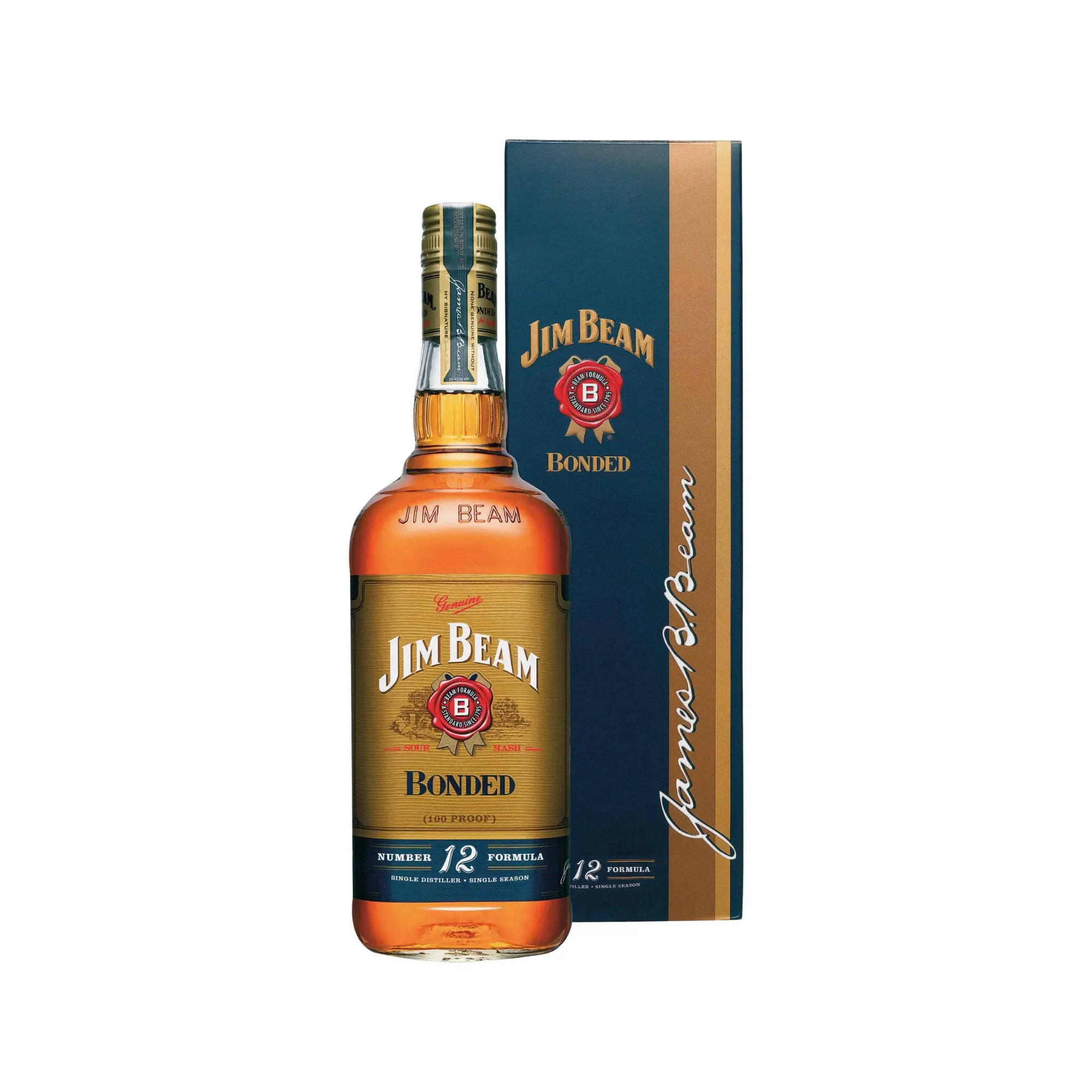 Jim Beam Bonded Vintage Label Collector Bottle 1L - Alcohol
