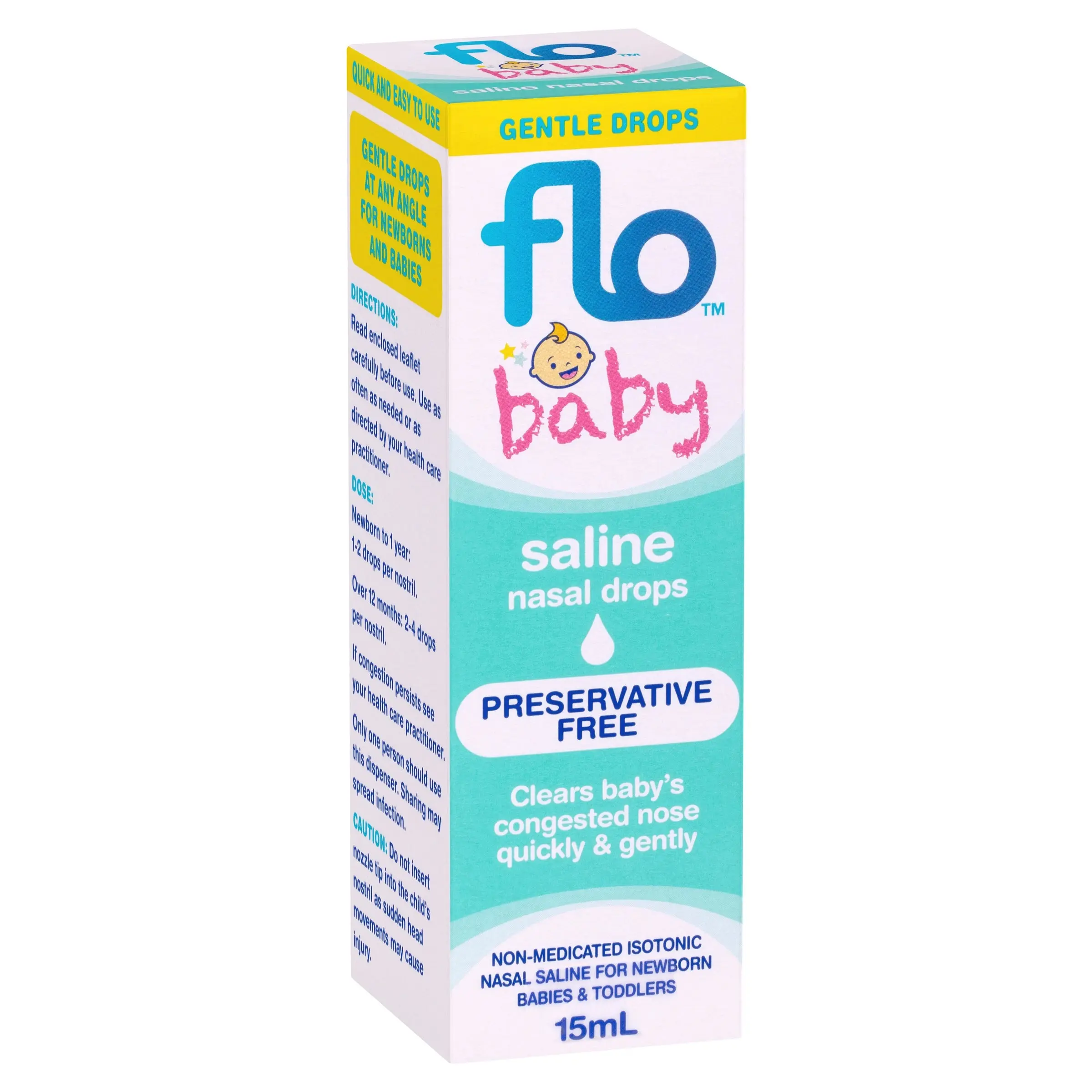 FLO Baby Saline + Nasal Drops 15ml - Health