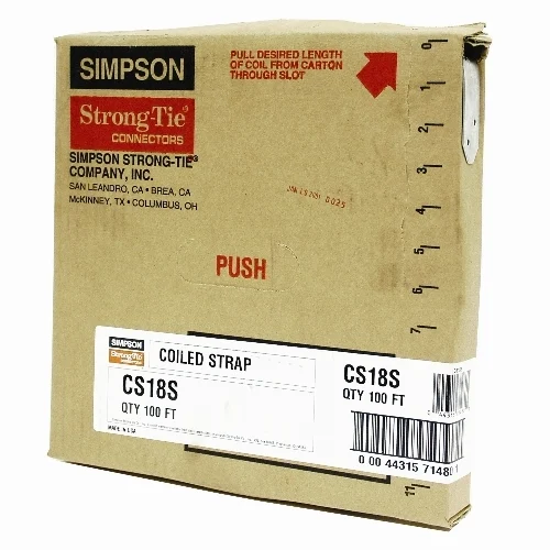 CS18S Coiled Strap, 100 ft L x 1-1/4 in W Dimensions, Steel, Galvanized