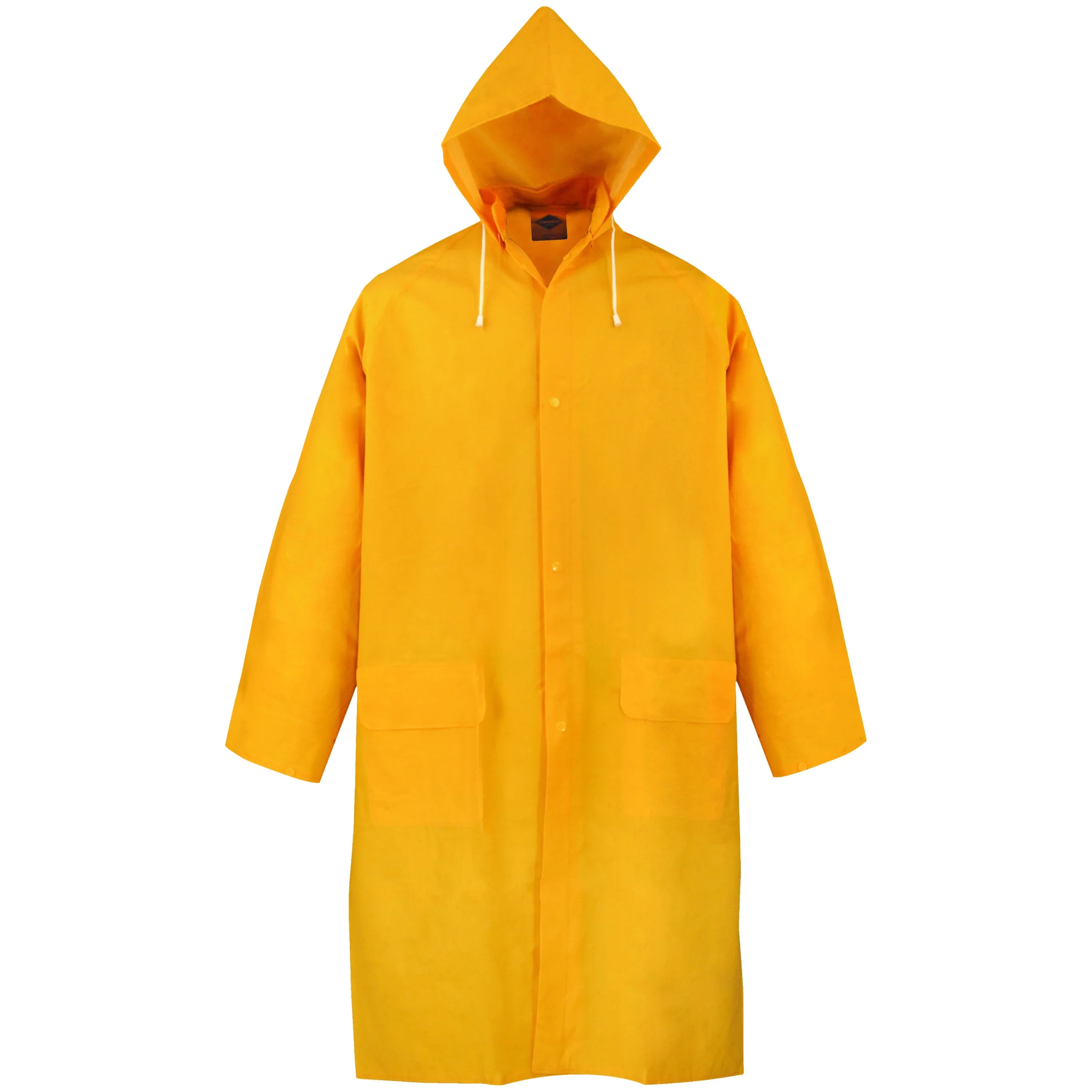 PY-800XXL Raincoat, 2XL, Polyester/PVC, Yellow, Comfortable Corduroy Collar, Double Fly Snap Closure, Knee