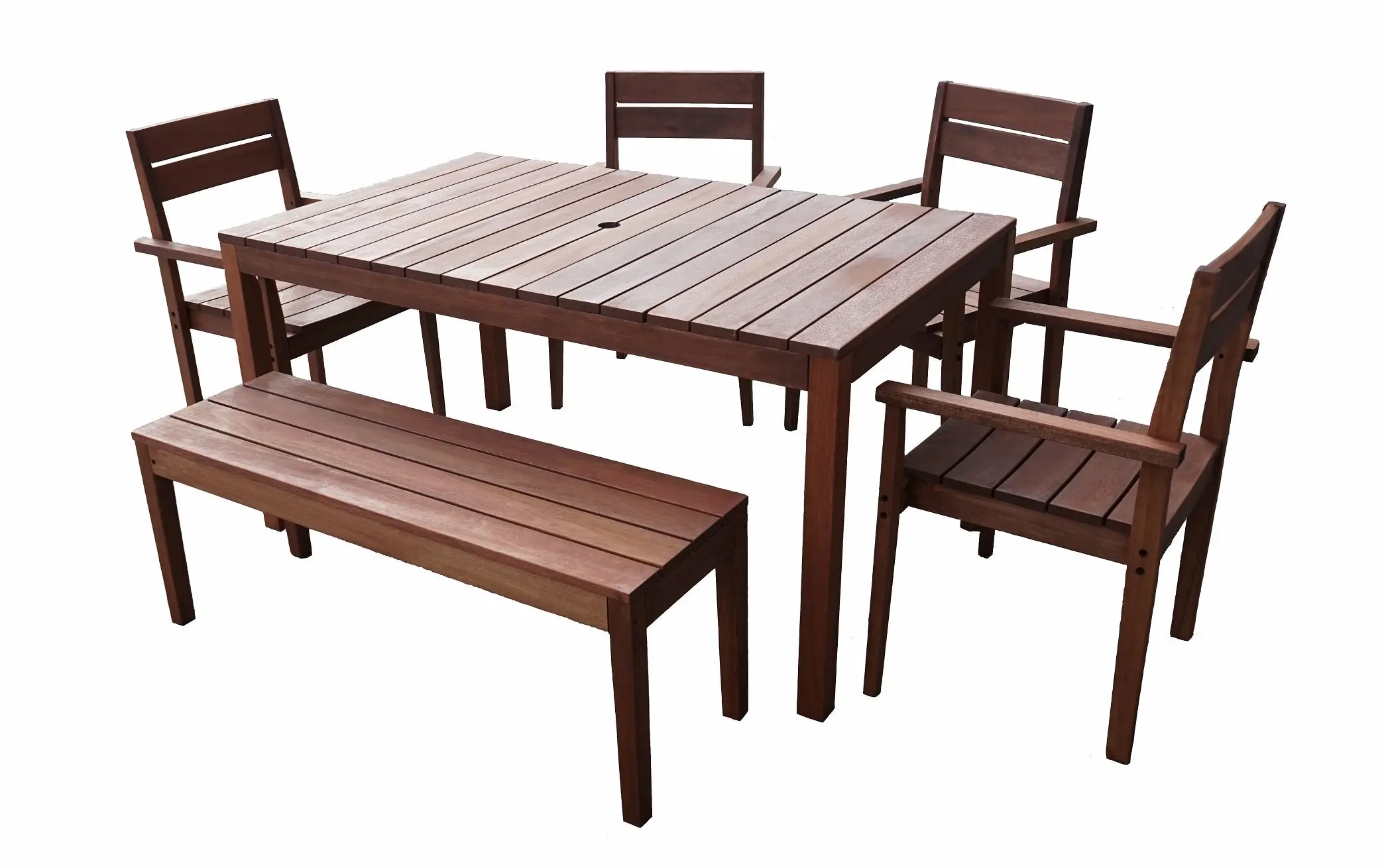 Supreme Rectangular 1.5m Dining Table & Chairs / Bench 6pc Setting - Furniture