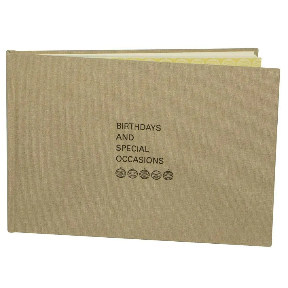 Lantern Studios Hardcover Birthday Book Writing Message Notes Landscape Taupe - Office