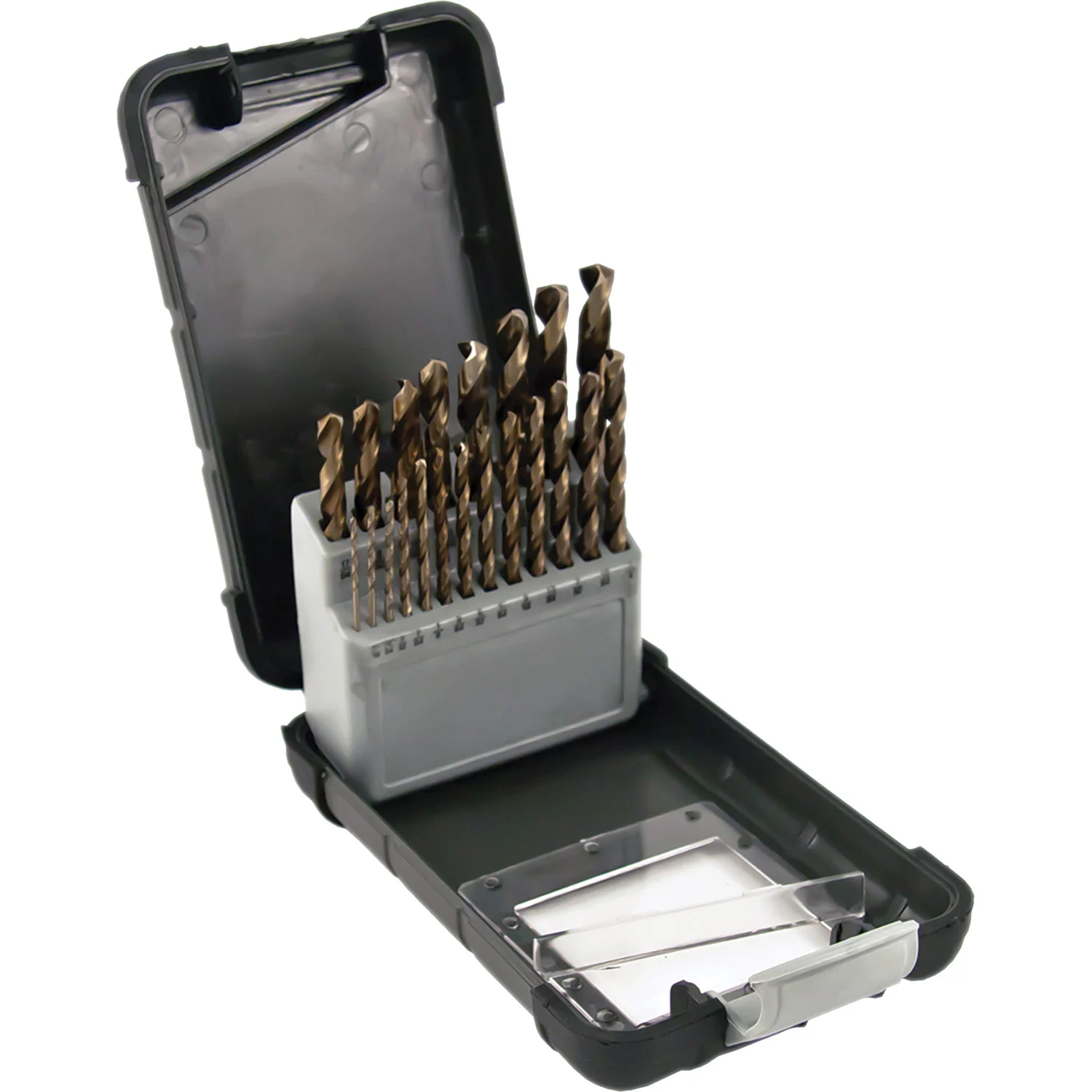 203380OR Metal Index Drill Bit Set, 21-Piece, M35 Steel with 5% Cobalt, Coffee