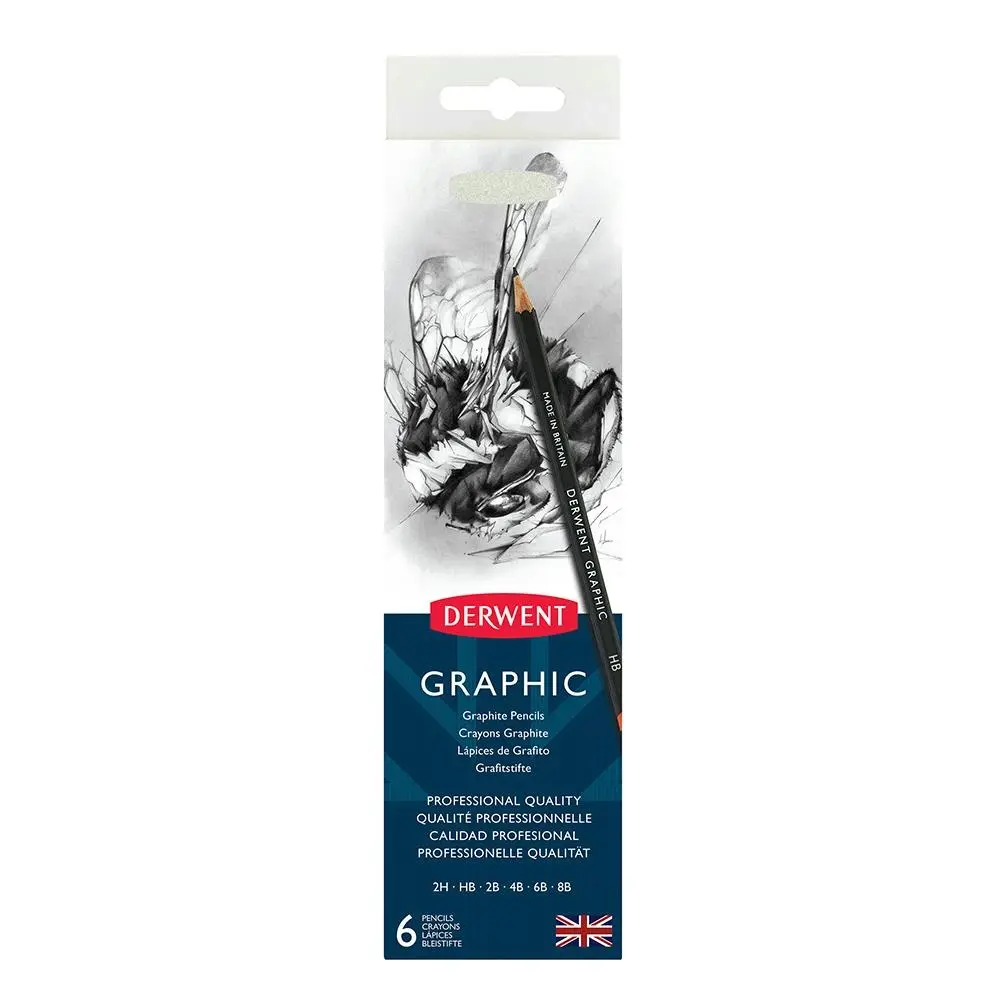 6PK Derwent Artist Graphite Graphic Drawing/Colouring Pencil w/ Portable Tin - Office