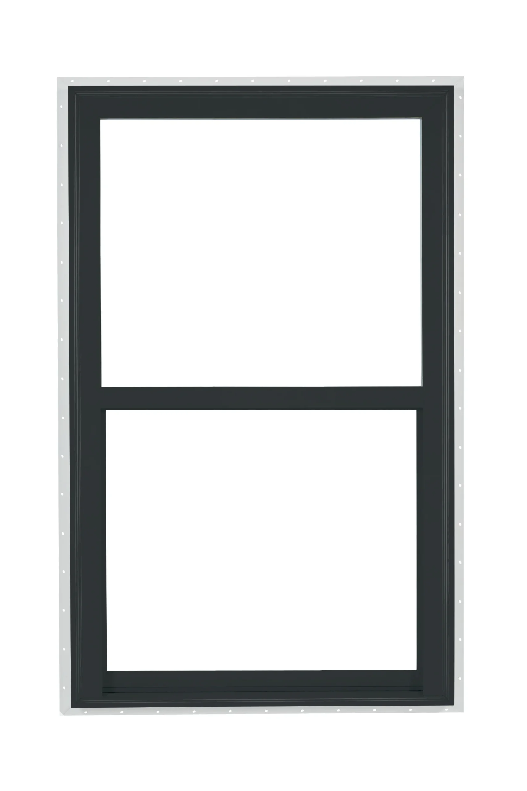 3060 150 Series Insulated Low-E/Ultra Clear 366 Glass 1/1 Black/White Single-Hung Window, Vinyl