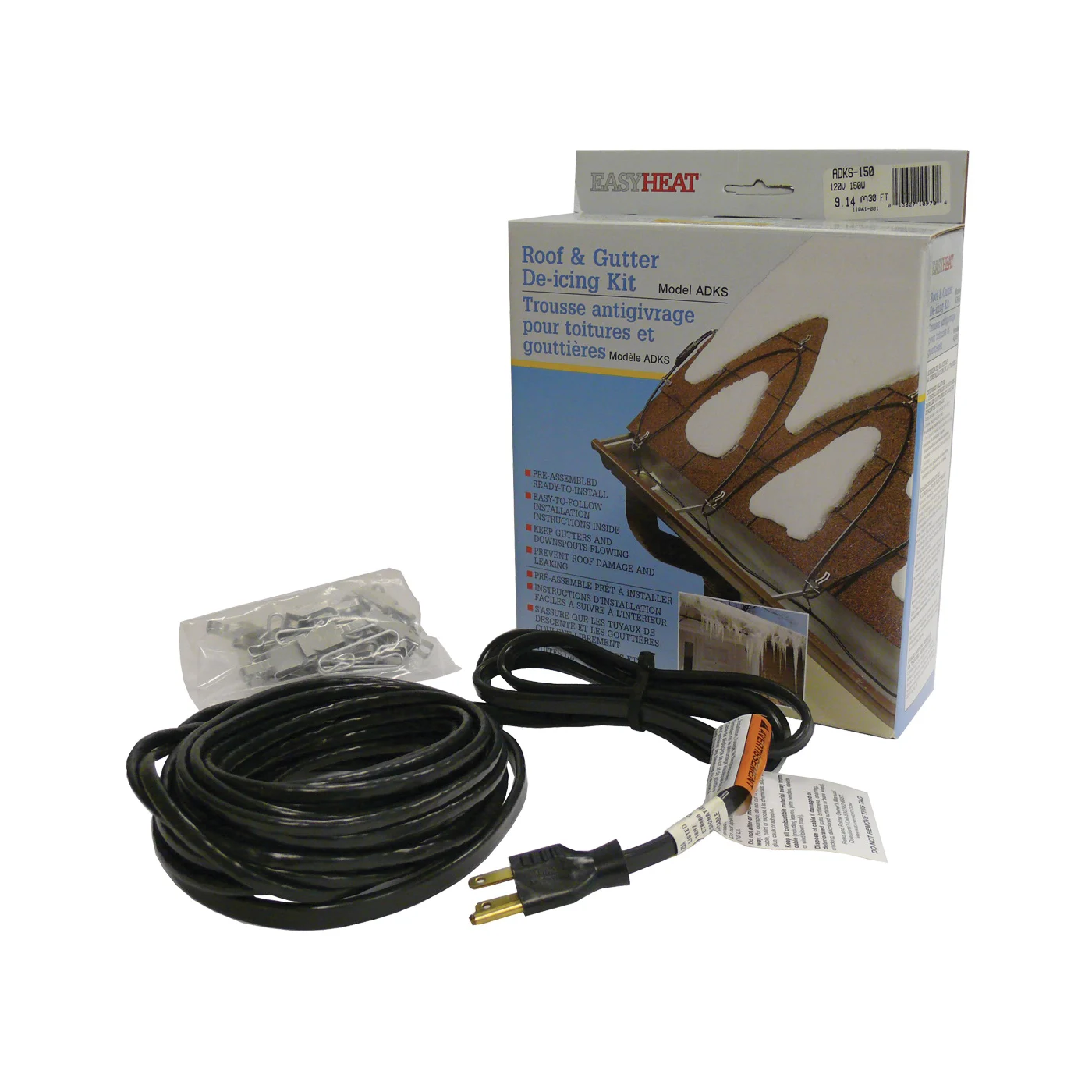 ADKS Series ADKS400 Roof and Gutter De-Icing Cable, 80 ft L, 120 V, 400 W