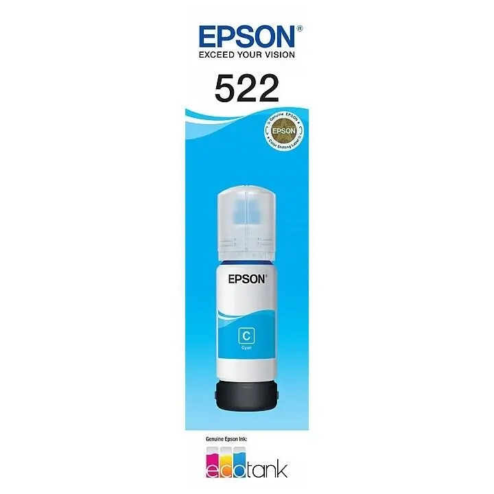 Epson T522 Cyan EcoTank 522 Ink Toner Bottle C13T00M292 Genuine Original - Electronics