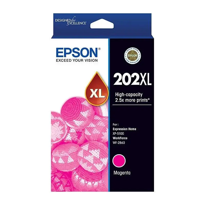 Epson 202XL High Capacity Magenta Ink Cartridge Toner C13T02P392 Genuine Original - Electronics