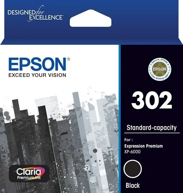 Epson 302 Black Ink Cartridge Toner C13T01V192 Genuine Original - Electronics