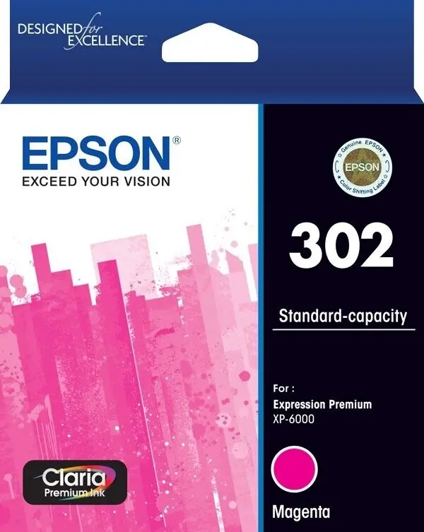 Epson 302 Magenta Ink Cartridge Toner C13T01W392 Genuine Original - Electronics