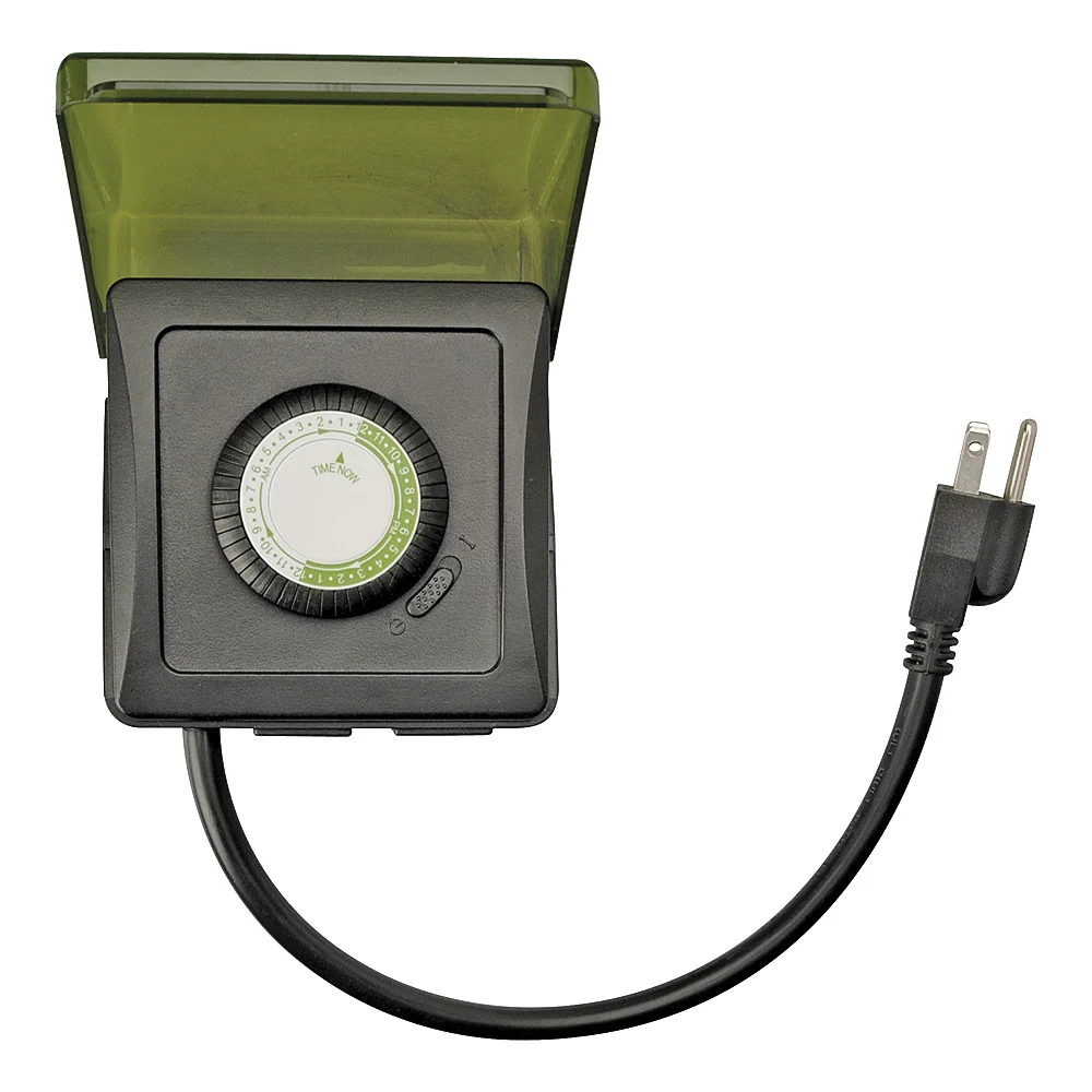 50012 Mechanical Timer, 15 A, 125 V, 1875 W, 24 hr Time Setting, Black, 24 On/Off Cycles Per Day Cycle - Woods
