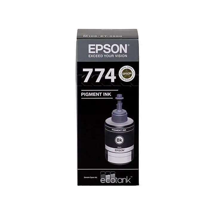 Epson T774 Black EcoTank 774 Pigment Ink Toner Bottle C13T774192 Genuine Original - Electronics