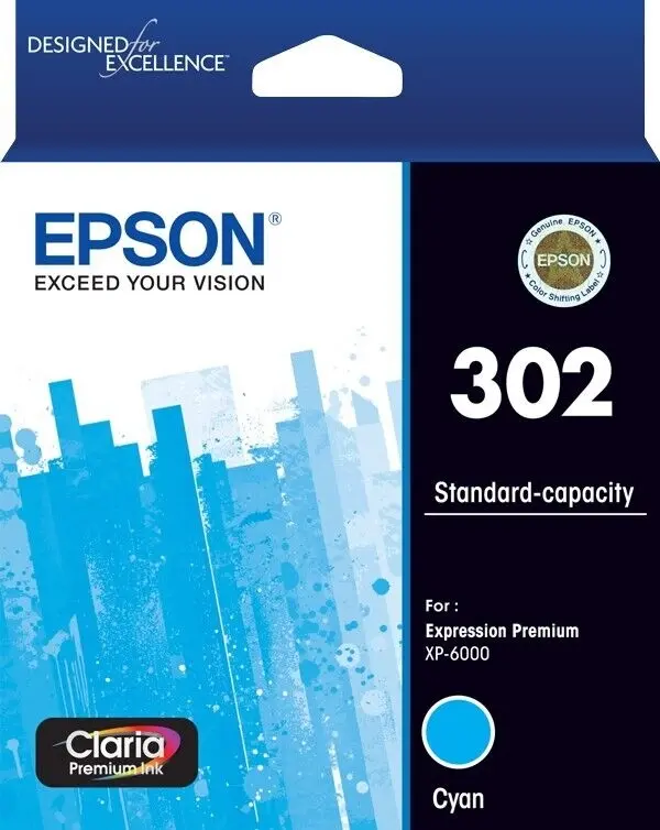 Epson 302 Cyan Ink Cartridge Toner C13T01W292 Genuine Original - Electronics