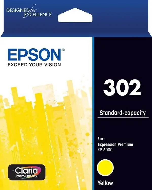 Epson 302 Yellow Ink Cartridge Toner C13T01W492 Genuine Original - Electronics