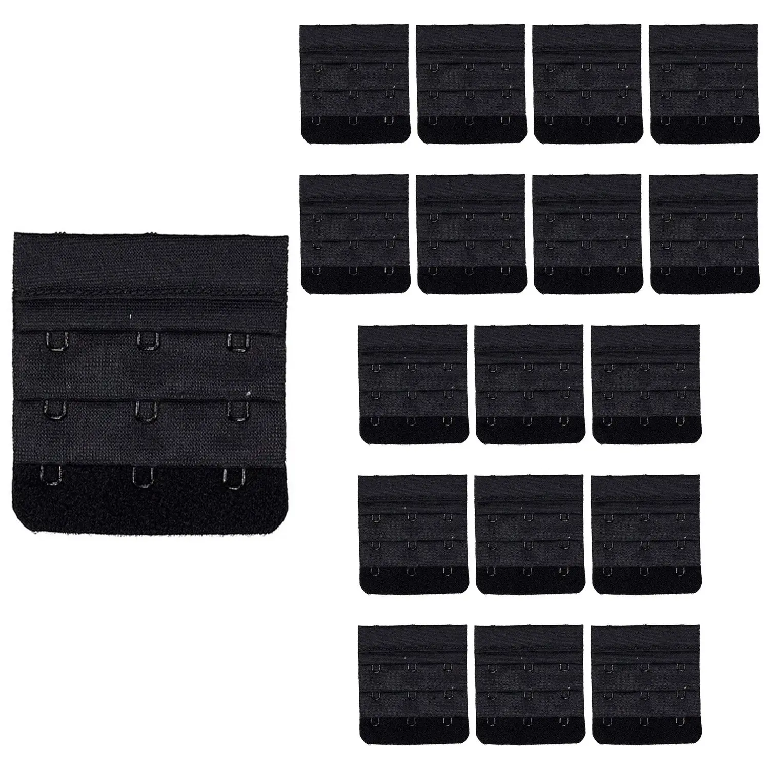 18 Pack Triumph 3 Hook Bra Band Extender Extension Clip On Band Strap Black Bulk - Fashion