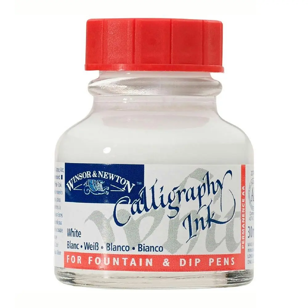 Winsor & Newton 30ml Calligraphy Ink Bottle Art Painting/Writing Matt White - Hobbies