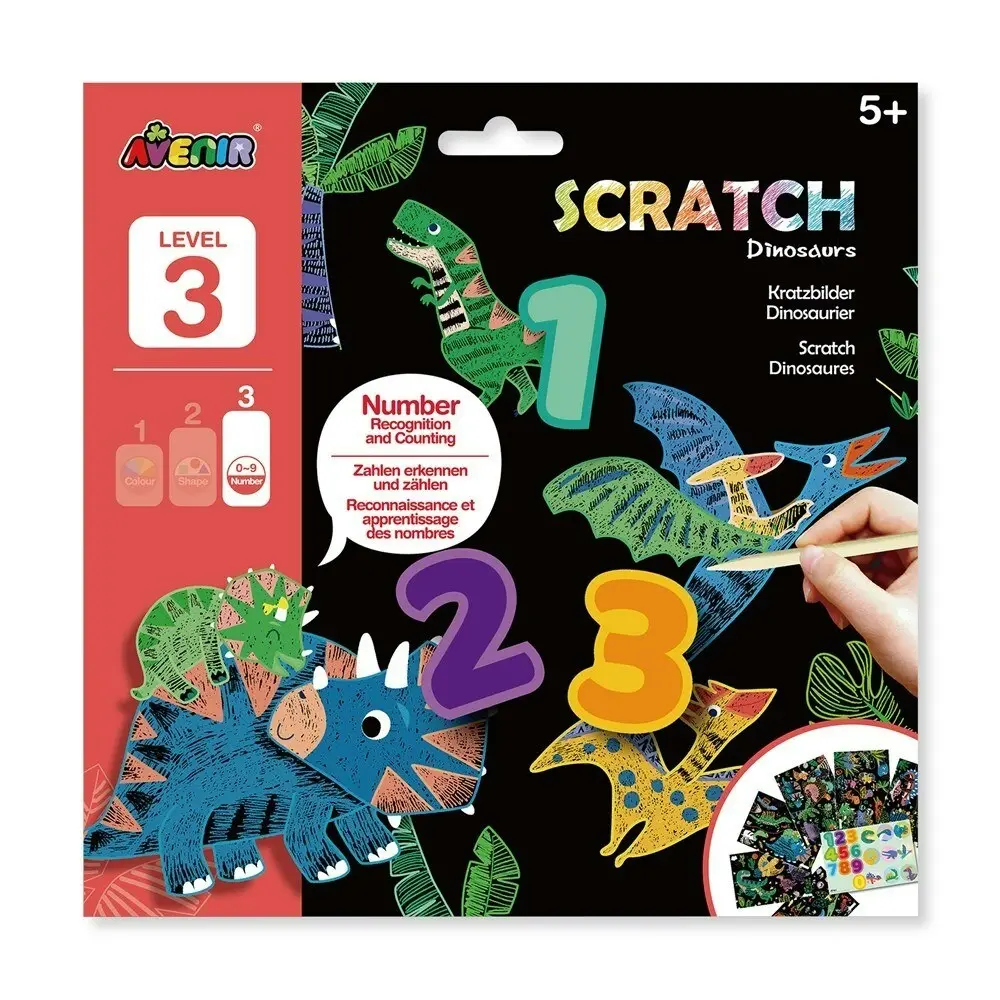 Avenir Scratch Dinosaurs Art/Craft Activity Numbers Kids/Children Fun Toy 5y+ - Hobbies