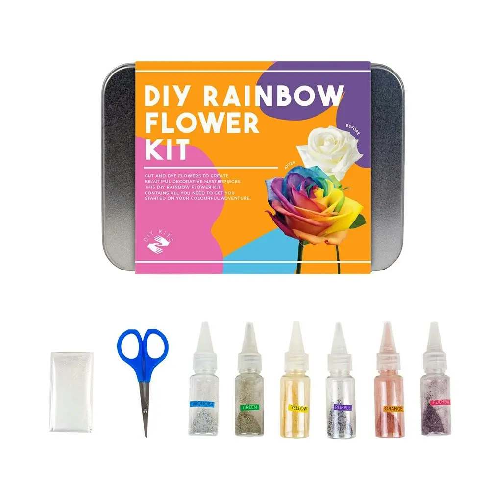 Gift Republic DIY Rainbow Flower Kids/Adult Art Craft Kit w/ Tin Can Storage - Hobbies