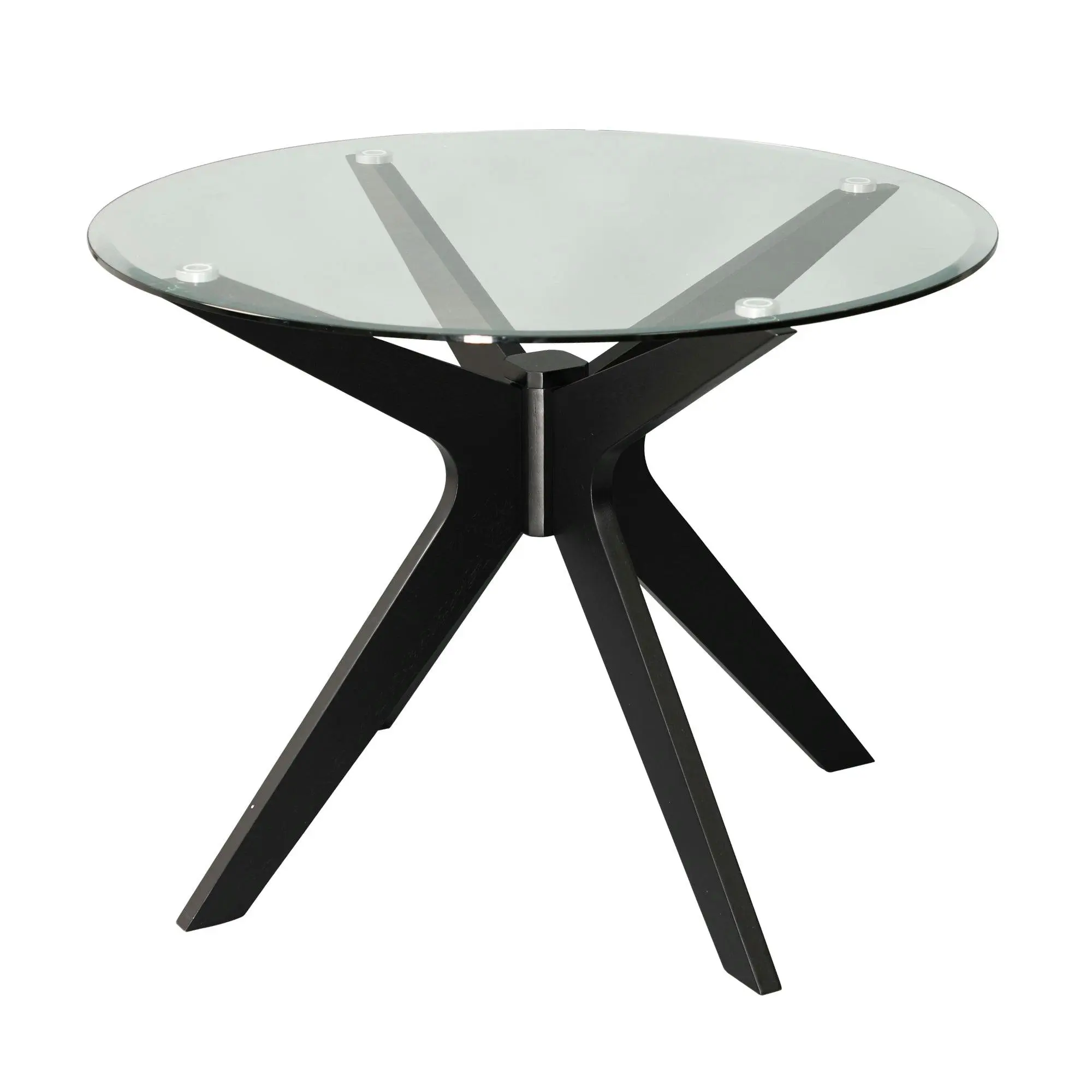 Forza 100cm Round Glass Dining Table Black - Furniture