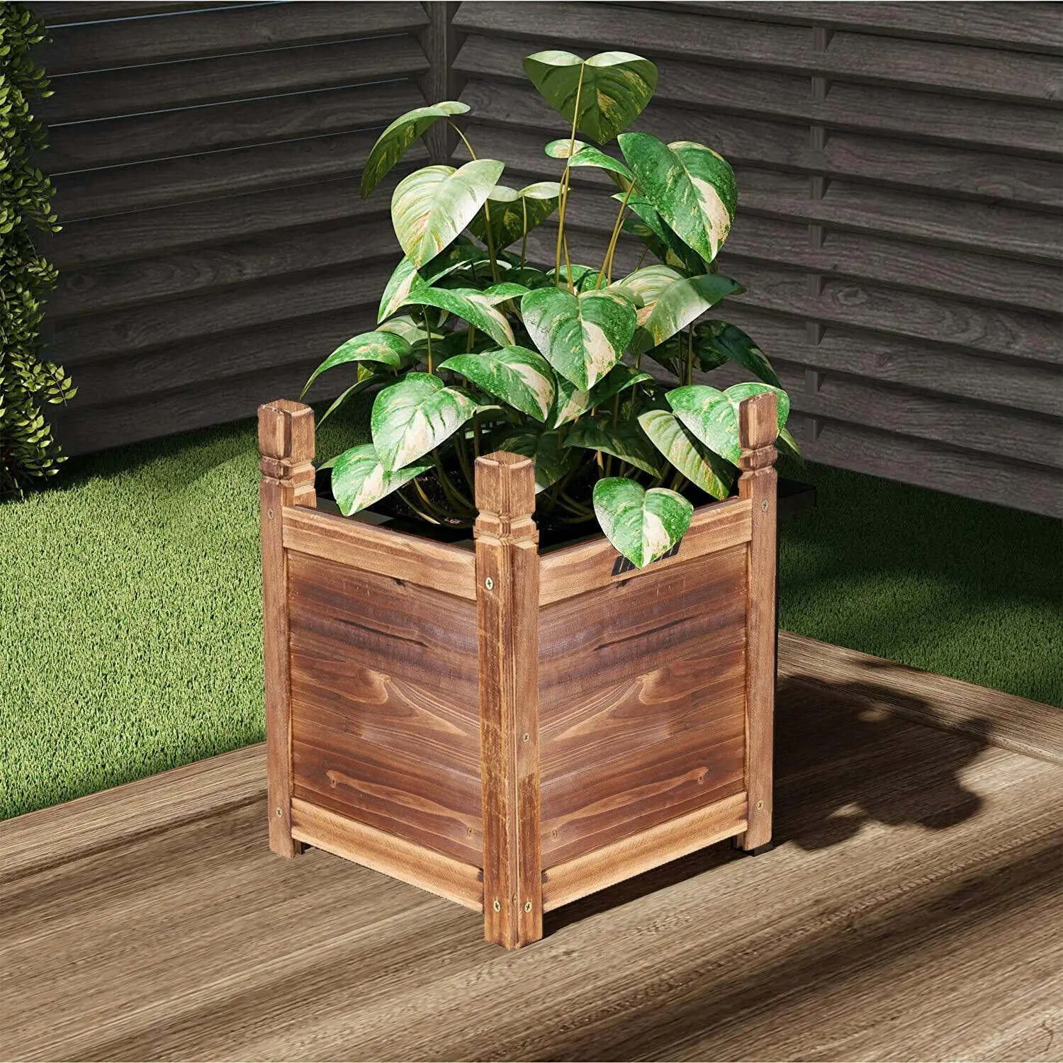 Wood Square Planter Box Container for Flowers Plants,Garden Patio & Porch Use - Home & Garden