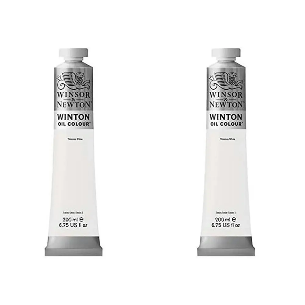 2x Winsor & Newton 200ml Winton Oil Colour Paint Artist/Craft Titanium White - Hobbies