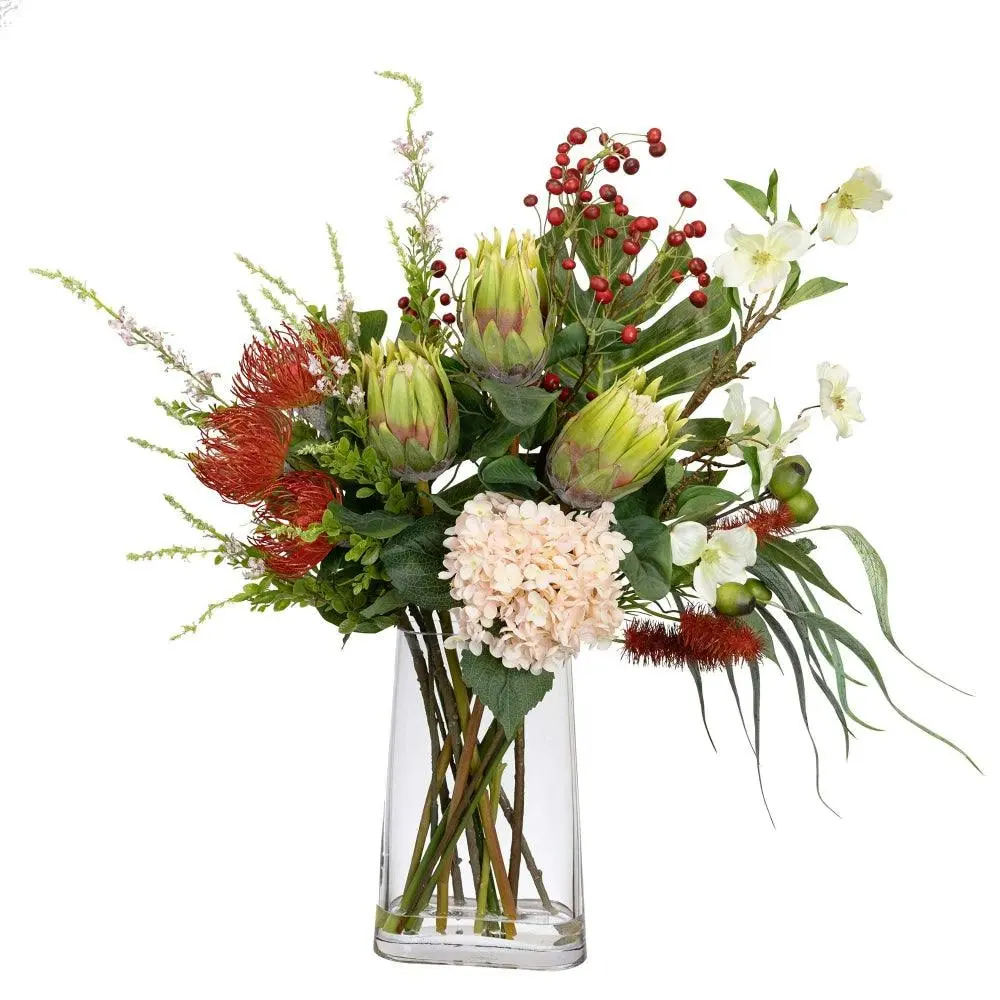 Glamorous Fusion Waratah Flatback 90cm Artificial Faux Plant Flower Decorative Mixed Arrangement - Home & Garden