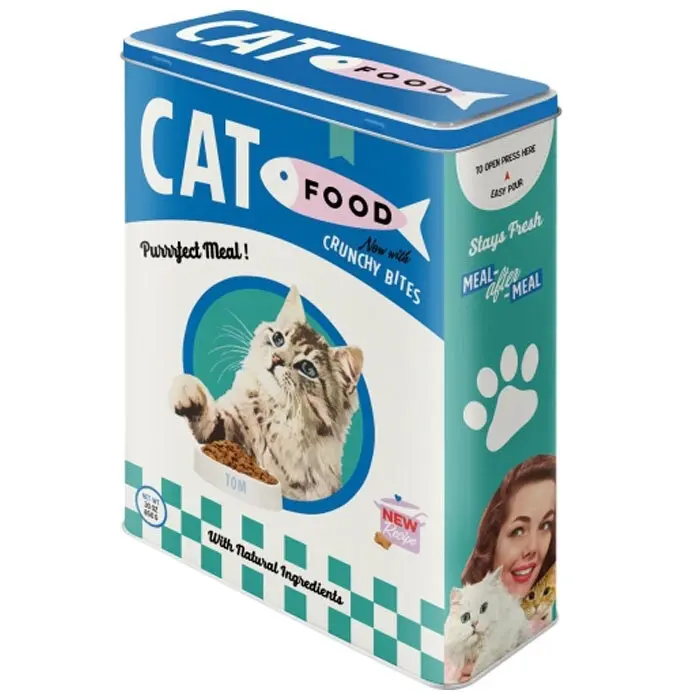 Nostalgic Art XL Metal 4L/26cm Tin Box Container Storage for Cat/Pet Food Blue - Pets