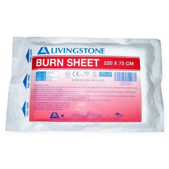 Livingstone Burn Sheet 70% Viscose 30% Polyester 220 x 75cm White Sterile - Health