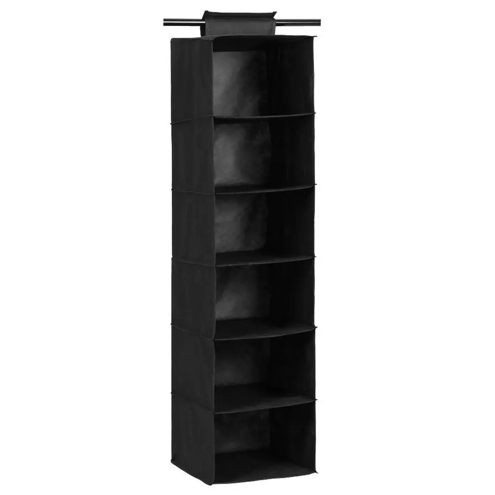 Box Sweden Mode 6 Tier 115cm Hanging Wardrobe Storage Clothes Organiser Assorted - Home & Garden