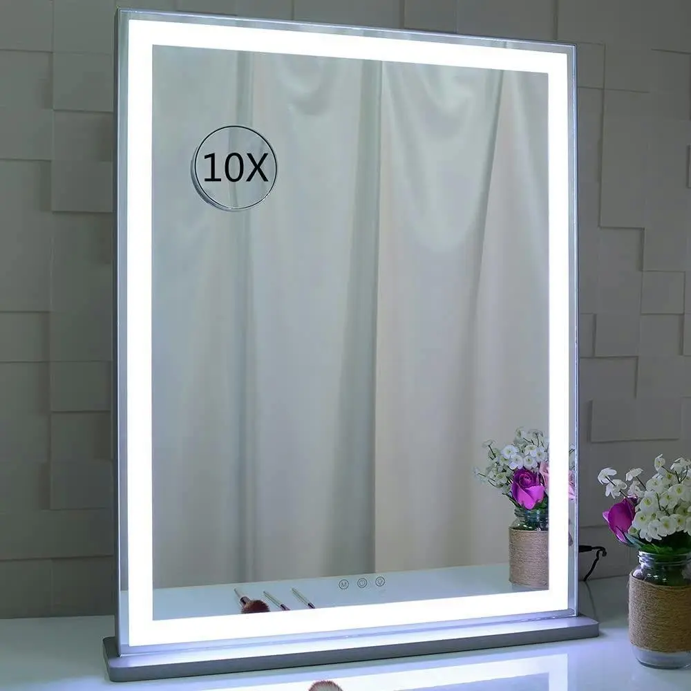 10x Magnification Mirror with Smart Touch Control and 3 Colors Dimmable Light for Bathroom and Bedroom (71 x 57 cm) - Fashion