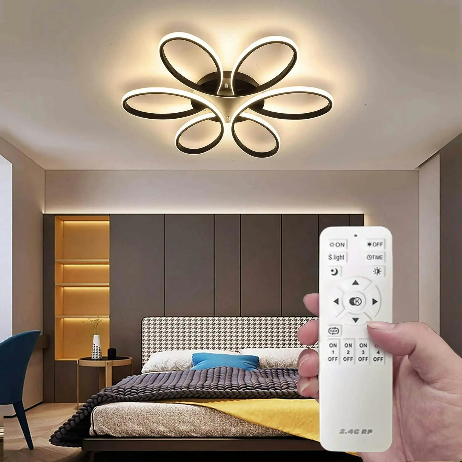 Modern LED Chandelier Flush Mount Lamp Remote Control (60cm) - Home & Garden