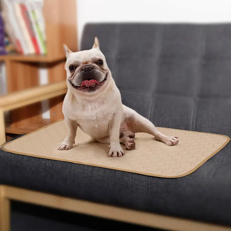 Washable Dog Pee Training Pad Multiple Use Mat Breathable Waterproof 100x67cm Beige - Pets