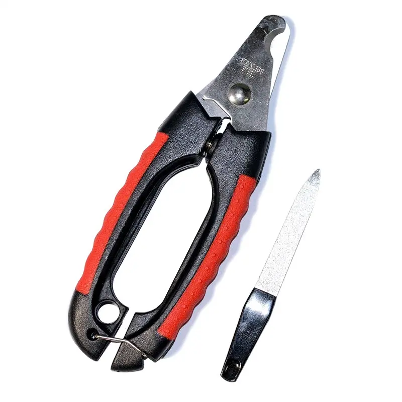 2 x Medium Dog Cat Nail Clipper Grooming Shears Scissors Ergonomic w a Steel File Black Red - Pets