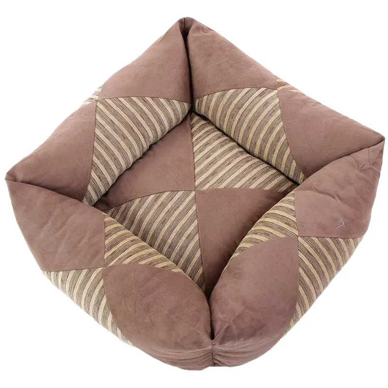 Dog Bed Super Soft Warm Cozy Cushioned Plush Doeskin Dog Bed Brown - Pets