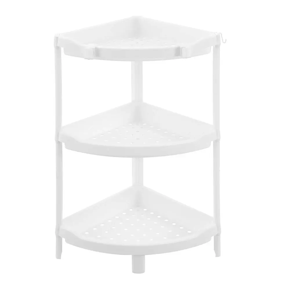 Boxsweden 3-Tier 70cm Corner Storage Shelf Home/Room Organiser Rack Stand White