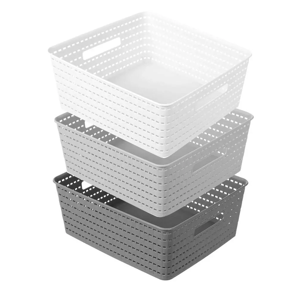 3x Boxsweden Woven Basket 35cm Home Office Storage Organiser Containers Assort. - Home & Garden