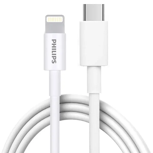 Philips USB-C to Lightning Silicone Cable 1.2M - White