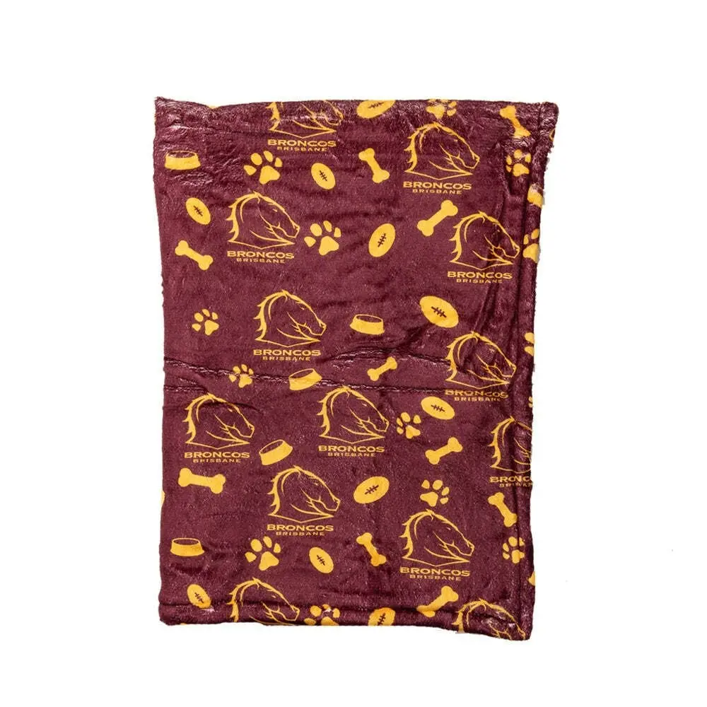 The Stubby Club Brisbane Broncos NRL Themed Durable Dog/Cat Pet Play Blanket - Pets