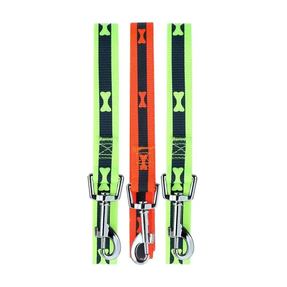 3x Paws & Claws Pet Dog Reflective 150x2cm Neck Collar Strap w/ Bone Print Asst - Pets