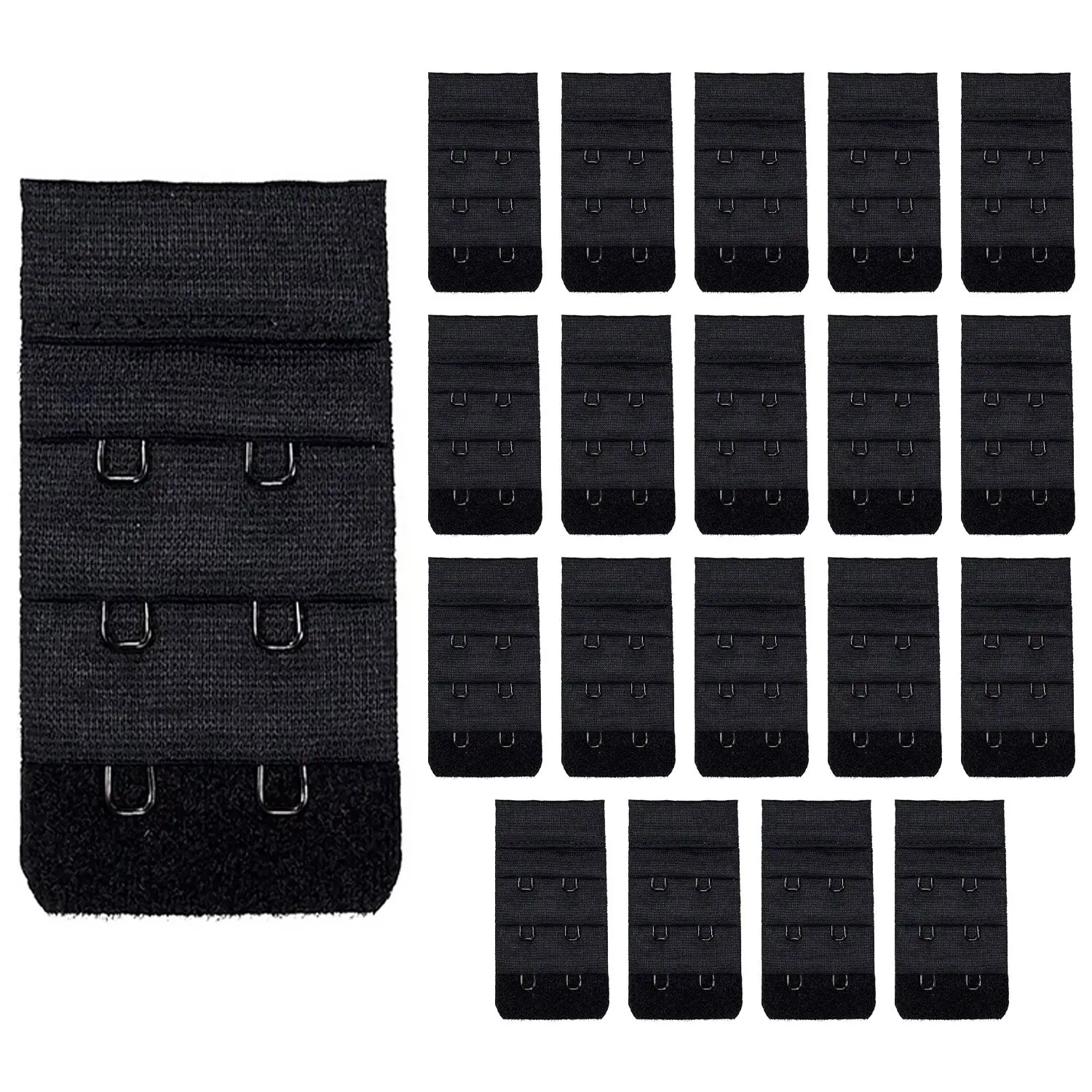 20 Pack Triumph 2 Hook Bra Band Extender Extension Clip On Band Strap Black Bulk - Fashion