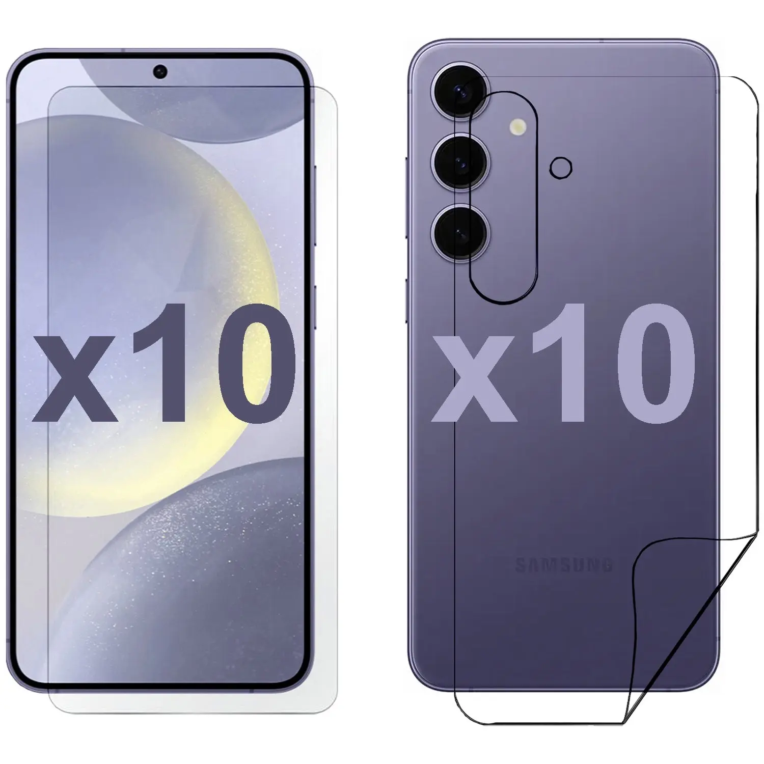 10 Set Tempered Glass Screen Protector for Samsung Galaxy S24+ PLUS Front and Back Film Bulk - Electronics