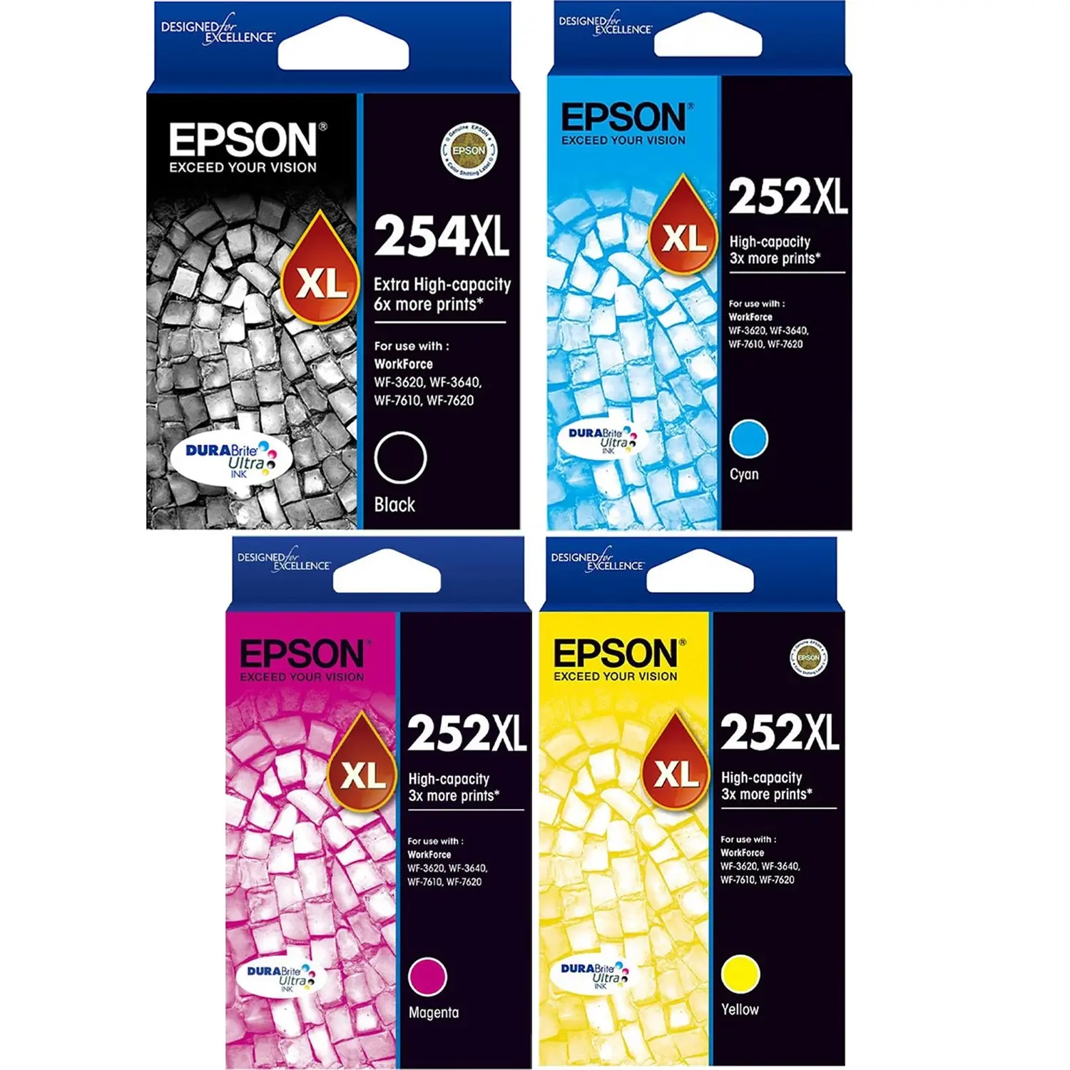 Epson 254XL 252XL High Capacity Ink Cartridge Toner Value Pack Genuine Original - Electronics