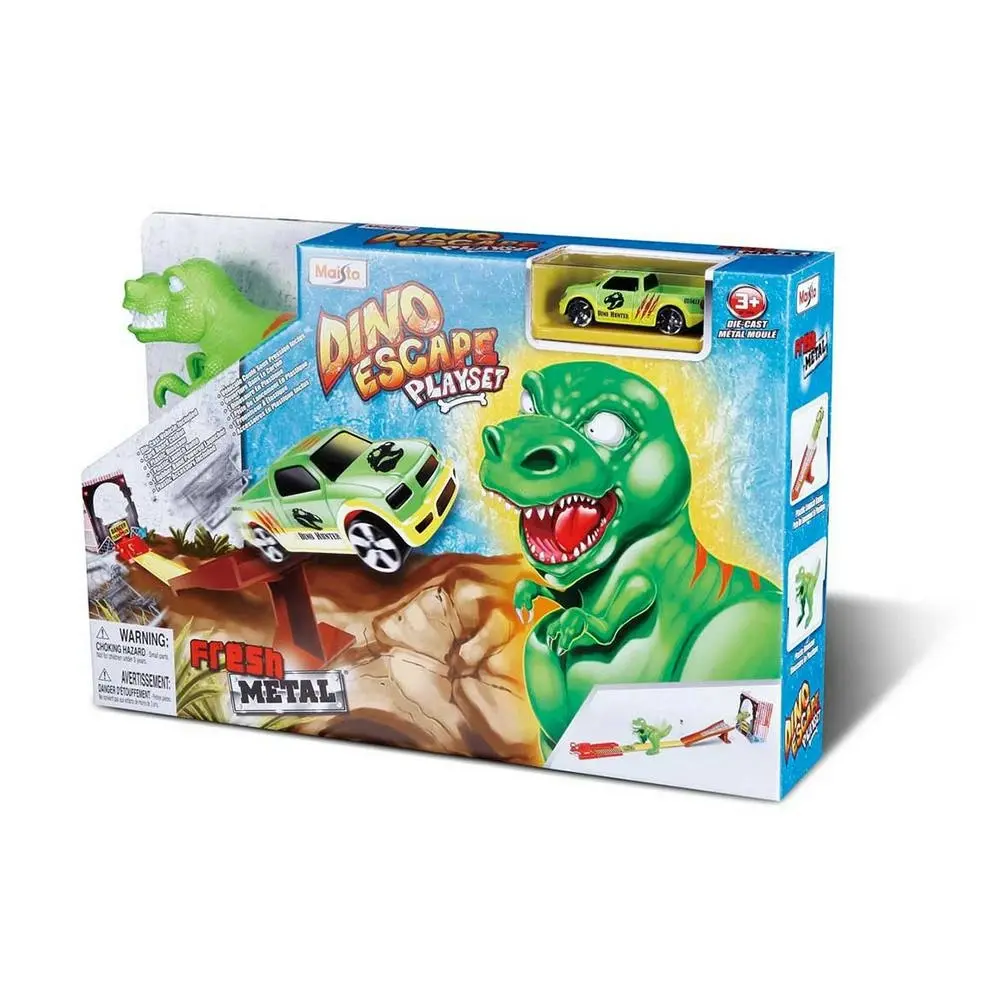 Maisto Fresh Metal Dino Escape Kids Car Track Race Playset w/Die Cast Car 3y+ - Toys & Games