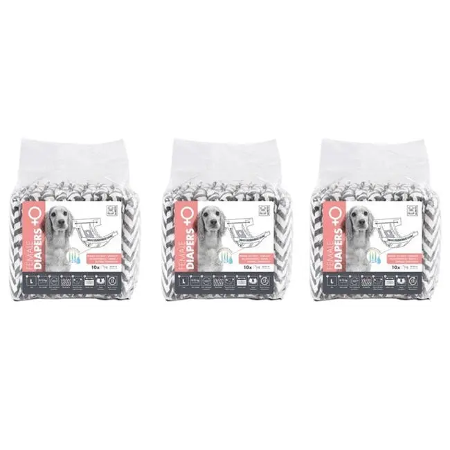 3x 10pc M-Pets Female Dog/Puppy Pet Diapers Breathable Large w/Witness Indicator