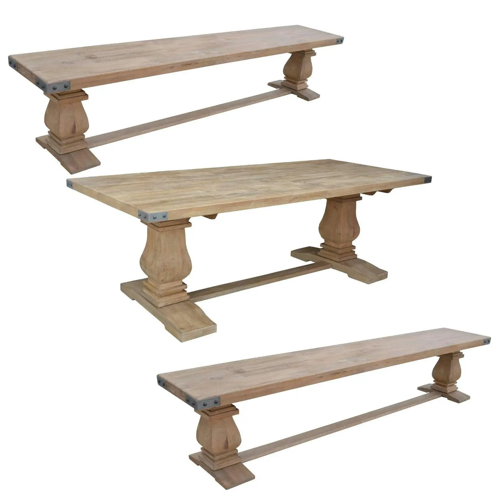 Gloriosa 3pc 230cm Dining Table Bench Set - Furniture