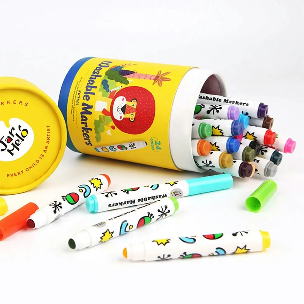 24pc Jar Melo Special Round Tip Washable Markers 24 Colors Art/Drawing Kids 3y+ - Hobbies