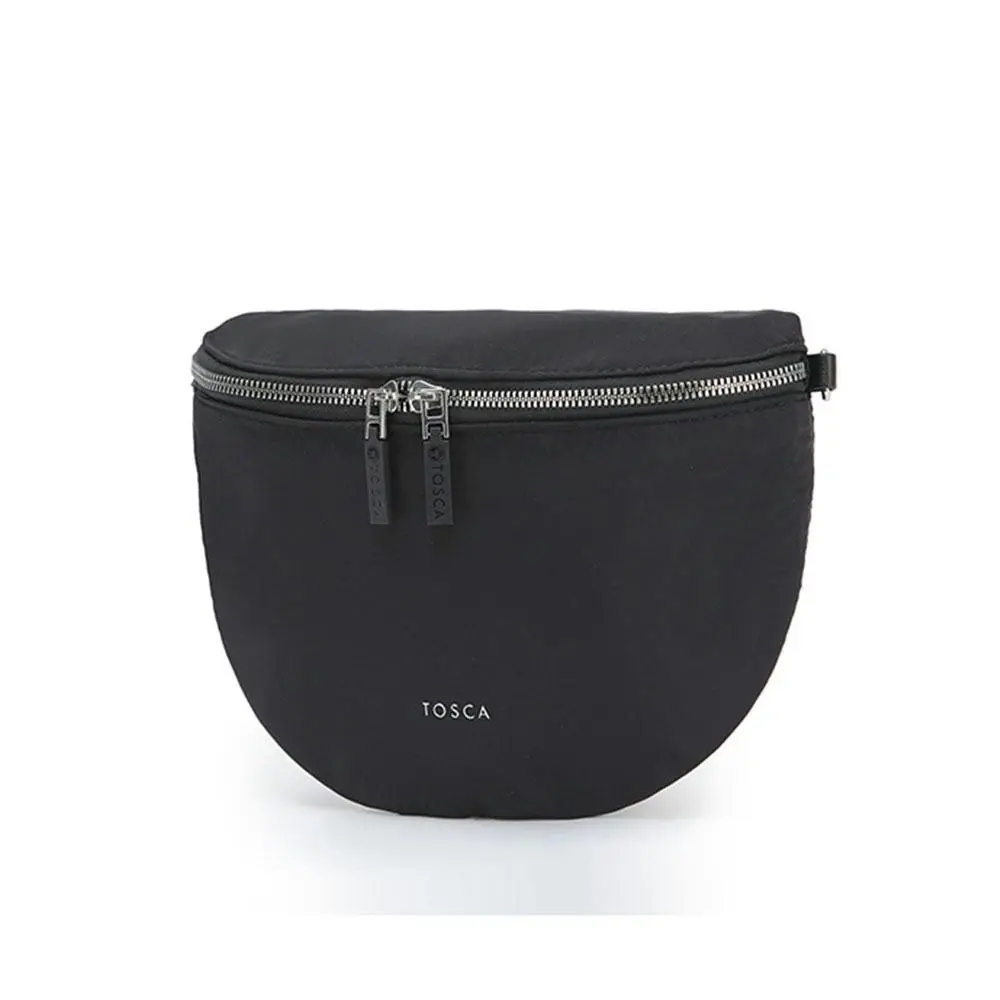 Tosca Sling Lightweight Vegan Crossbody Compact Shoulder Handbag Black w/Strap - Fashion