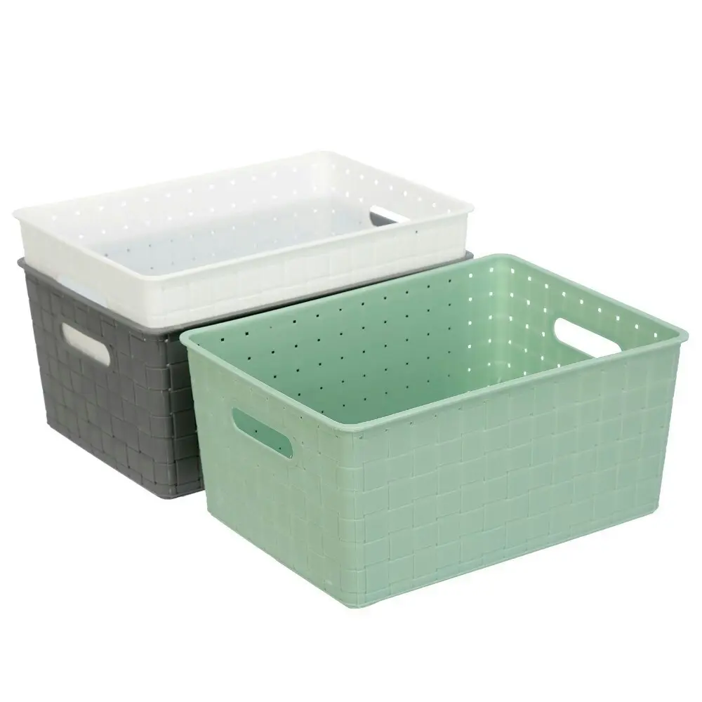 3x Boxsweden Logan Basket 32cm Home Office Storage Organiser Containers Assort. - Home & Garden